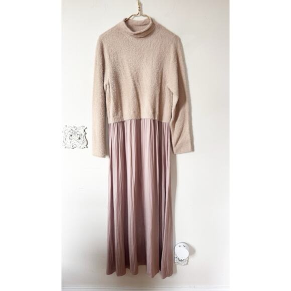 Anthropologie The Thea Eyelash Twofer Sweater Maxi Dress Blush Neutral XLP - Picture 7 of 12